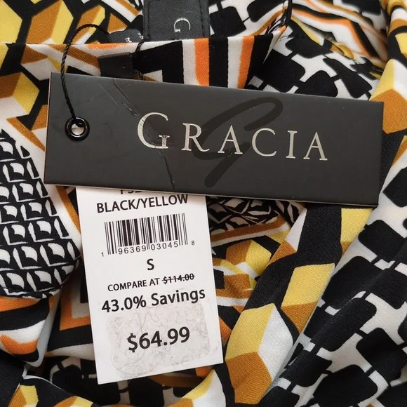 Gracia Gorgeous Black, Gold, and Cream Patterned Maxi Skort Size Small - Picture 10 of 10